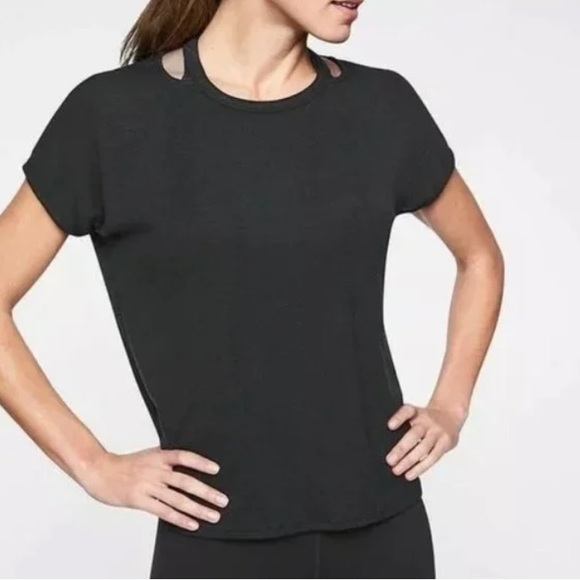 Athleta Tops - Athleta Black Glimpse Open Shoulder‎ Top Small